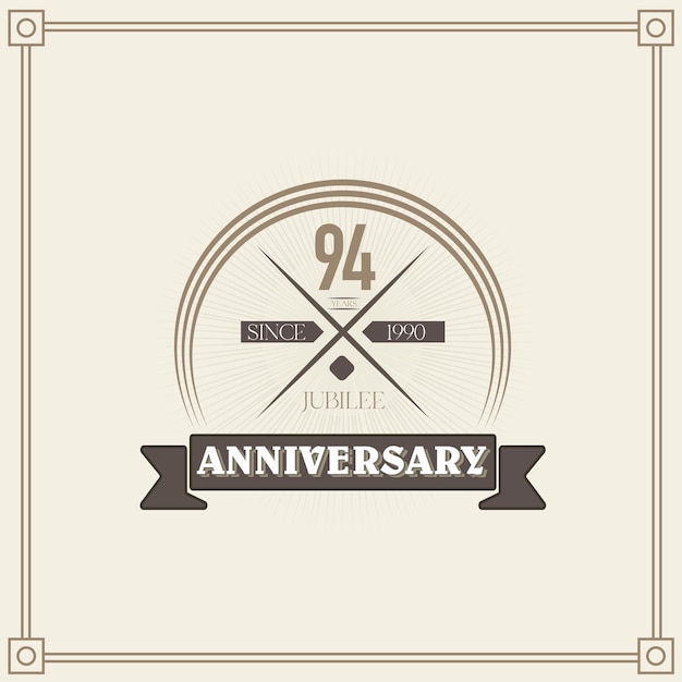 94 years anniversary celebration design template. 80th vintage logo vector illustrations.