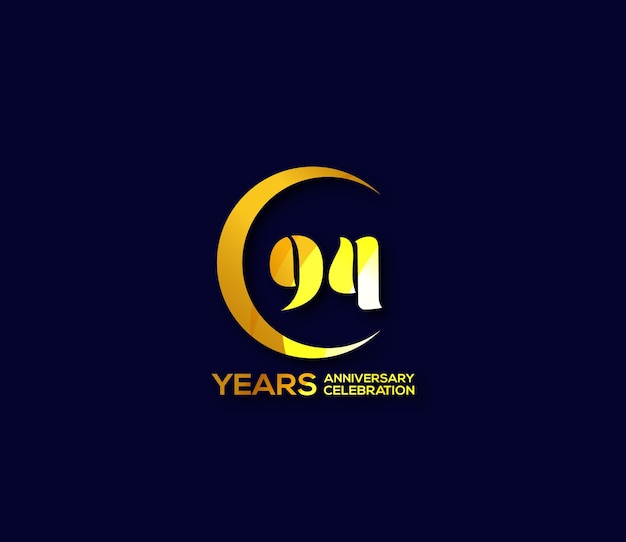 Логотип празднования 94-летия с современным золотом Смешивайте цвета Круг логотипа Концепция дизайна