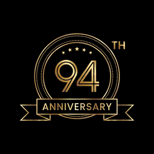 94th Anniversary emblem design with gold color for celebration event Line Art Design Logo Vector