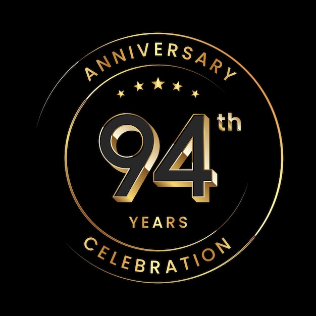 Vector 94th anniversary logo design golden number with 3d style for birthday celebration event vector