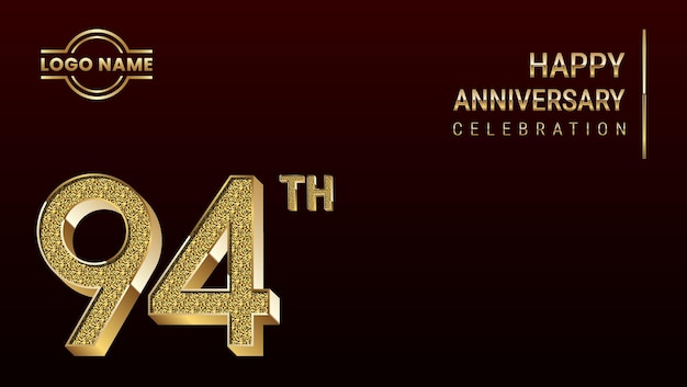 94th Anniversary template design concept with golden number Vector Template