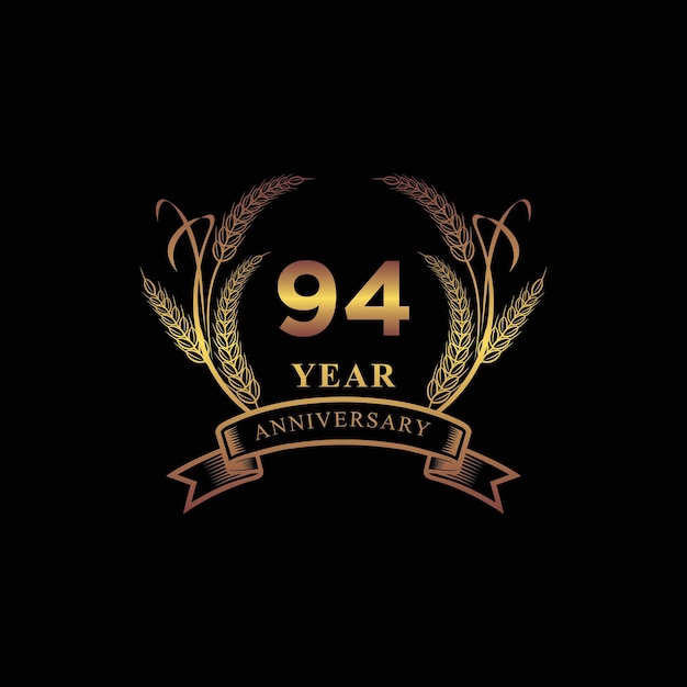 94th golden anniversary logo with ring and ribbon laurel wreath vector