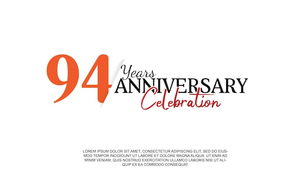 94th years anniversary logotype  number with red and black color for celebration event isolated.
