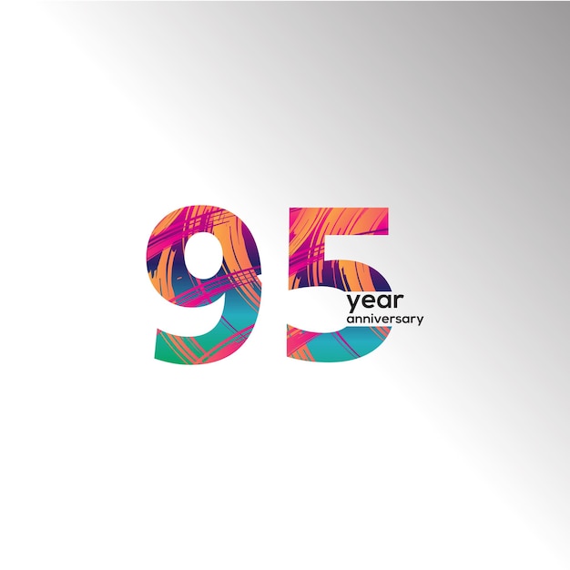 95 jaar verjaardag viering regenboog kleur vector sjabloon ontwerp illustratie