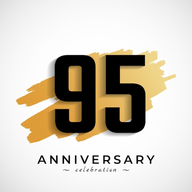 95 year anniversary celebration with gold brush symbol isolated on white background