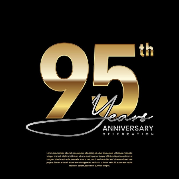 95 year anniversary Luxury logo with golden ring style Logo Vector Template