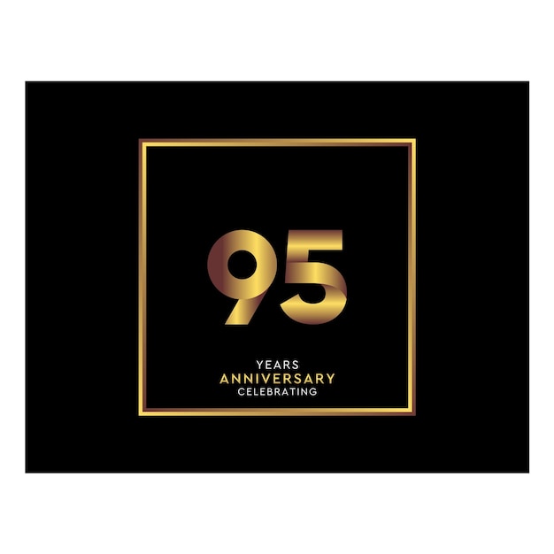 95 Year Anniversary With Gold Color Square