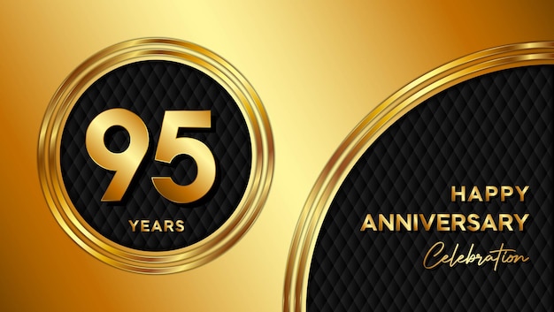 Vector 95e verjaardag sjabloonontwerp met gouden textuur en nummer voor jubileumviering