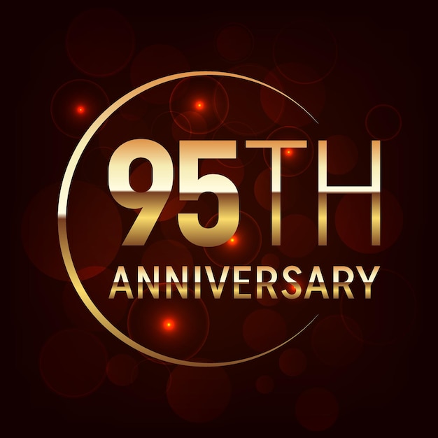 95th anniversary logo design concept Golden number with silver color text Logo Vector Template Illustration