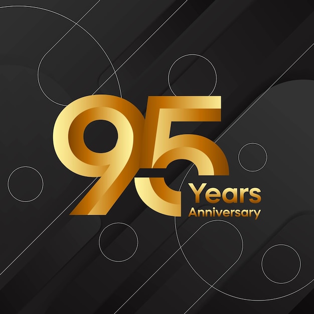 95th Anniversary logo design with golden number Logo Vector template illustration