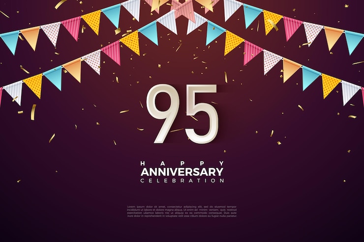 Vector 축제 삼각형 커튼으로 95 주년