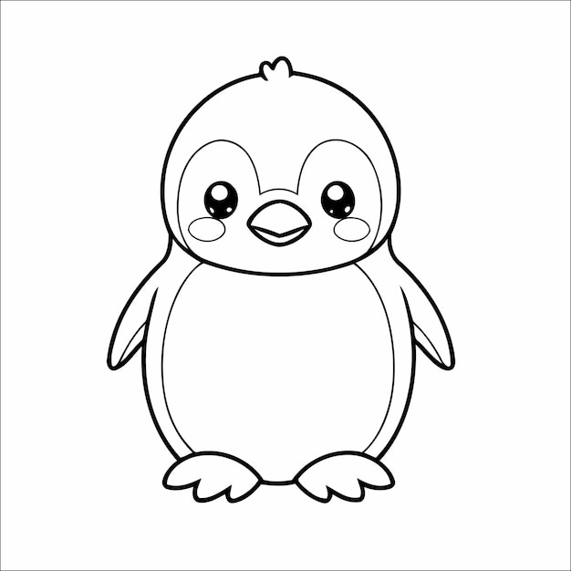 Vector 96 cute penguin kawaii vector coloring page for kids