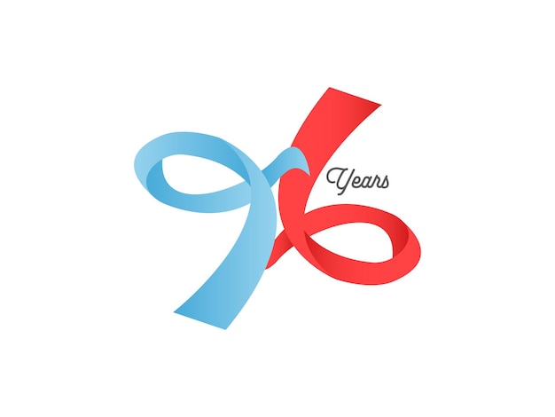 96 jaar jubileumvieringen logo met linten gouden kleur is elegant en luxueus