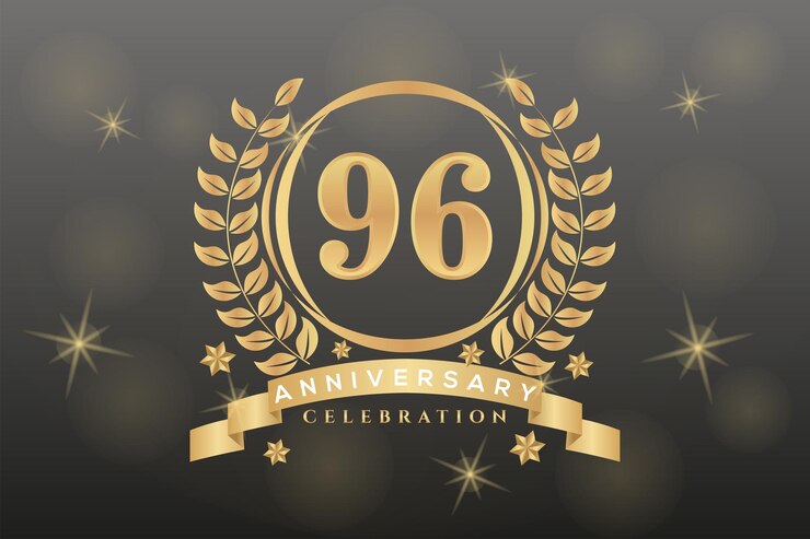 96 лет с венком, лентой и логотипом золотого кольца.