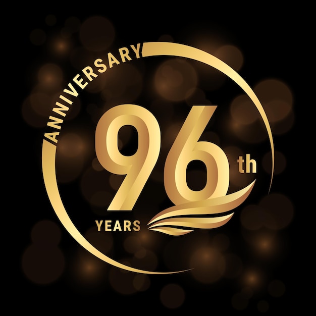 96e verjaardag logo ontwerp met gouden vleugels Logo vector sjabloon illustratie