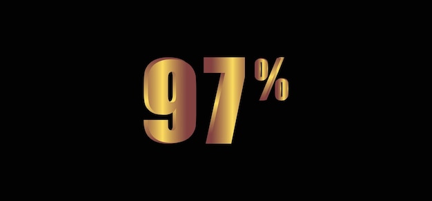 97 percent on black background 3D gold isolated vector image