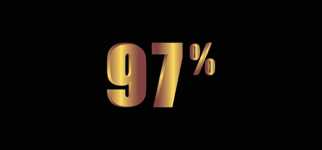 97 процентов на черном фоне 3d золото изолированное векторное изображение