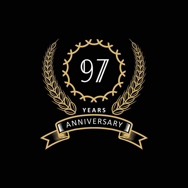 Logo del 97° anniversario con cornice bianca e dorata e colore su sfondo nero