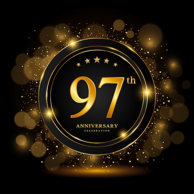 97th Anniversary Celebration Golden anniversary celebration template design Vector illustrations