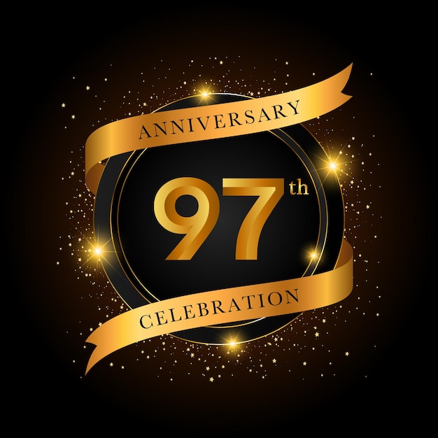 97th anniversary celebration Golden anniversary celebration template design Vector illustrations