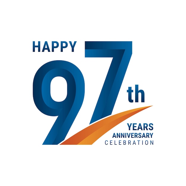 Логотип 97-й годовщины Идеальный дизайн логотипа для векторной иллюстрации празднования годовщины