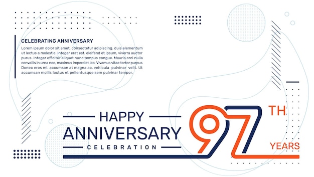 97th anniversary template design with abstract background vector template