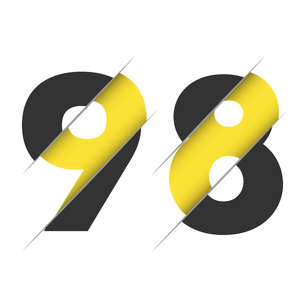 98 9 8 Nummerlogo-ontwerp met een creatieve snit Creatief logo-ontwerp
