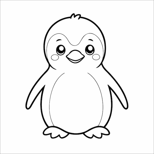 Vector 98 cute penguin kawaii vector coloring page for kids