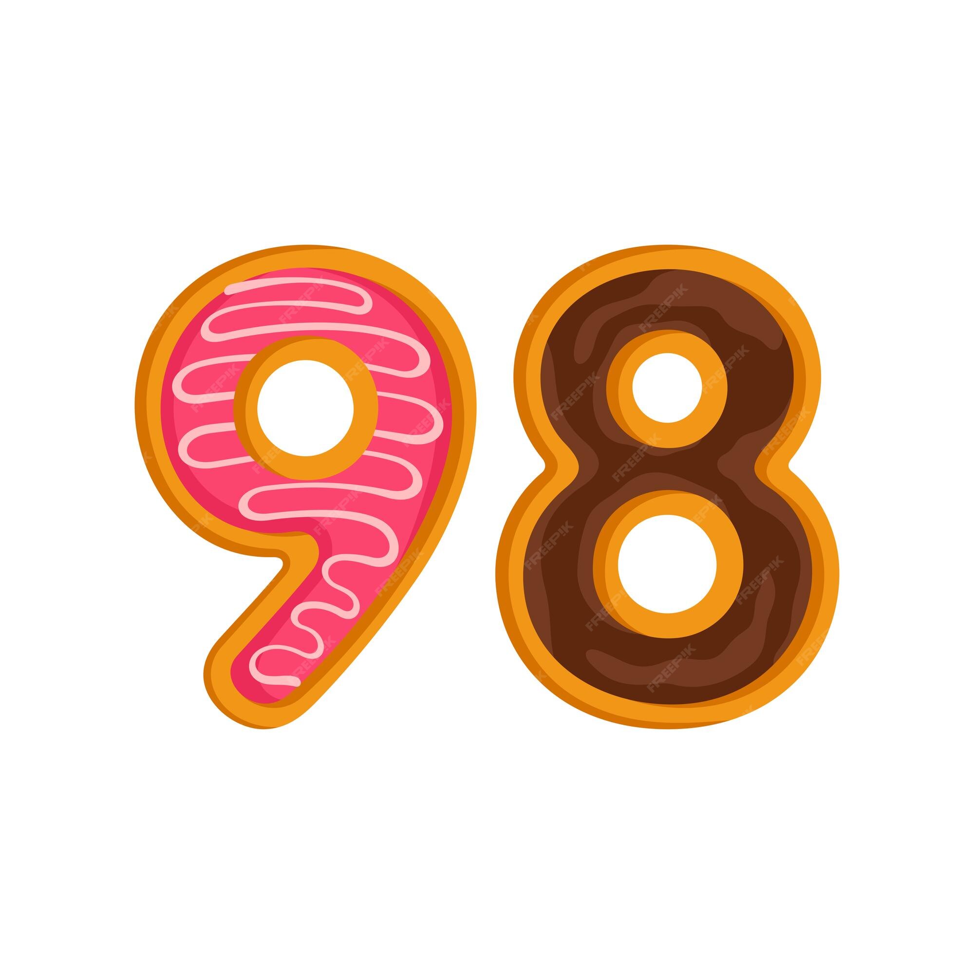 Premium Vector | 98 number sweet glazed doughnut vector illustration