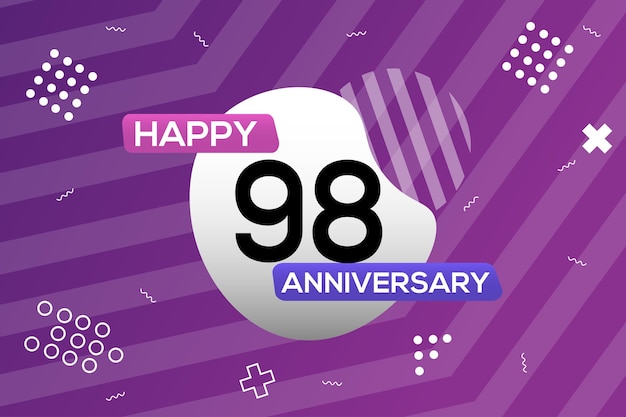 98th year anniversary logo vector design anniversary celebration with colorful geometric shape