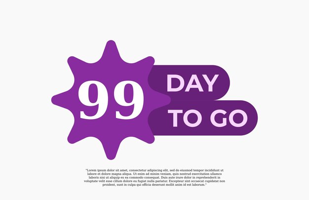 99 Day To Go Предложение продажи бизнес-знаков векторная иллюстрация искусства с фантастическим шрифтом и красивым фиолетово-белым цветом