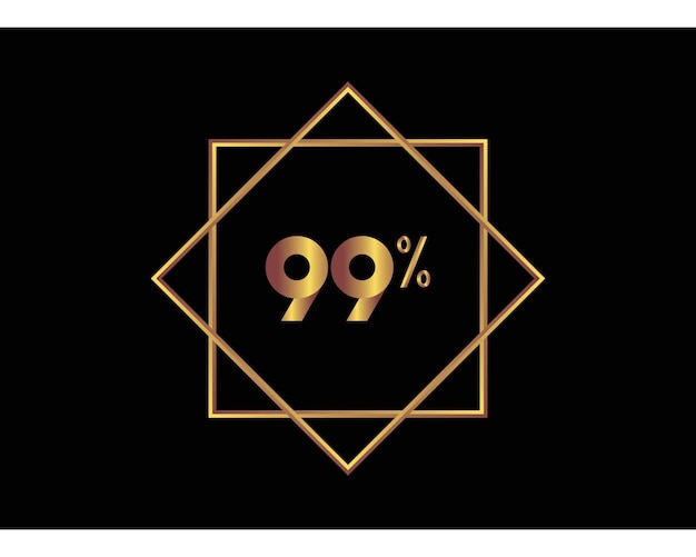 Vector 99 percent on black background gold vector image