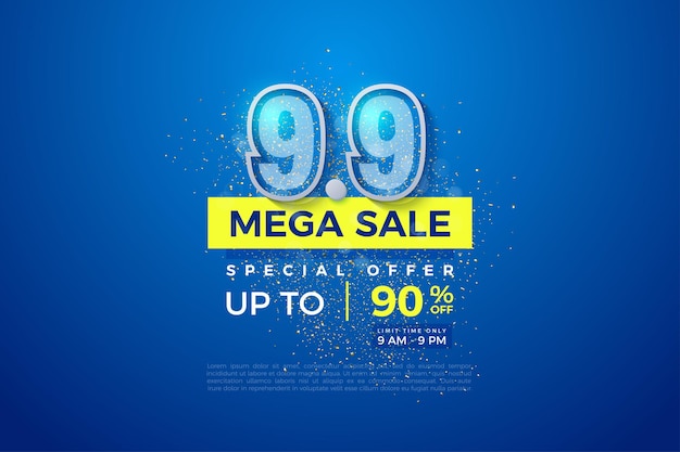 Vector 99 sale with discount on blue background