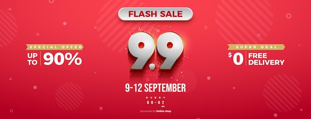 99 sale with shaded 3D numbers