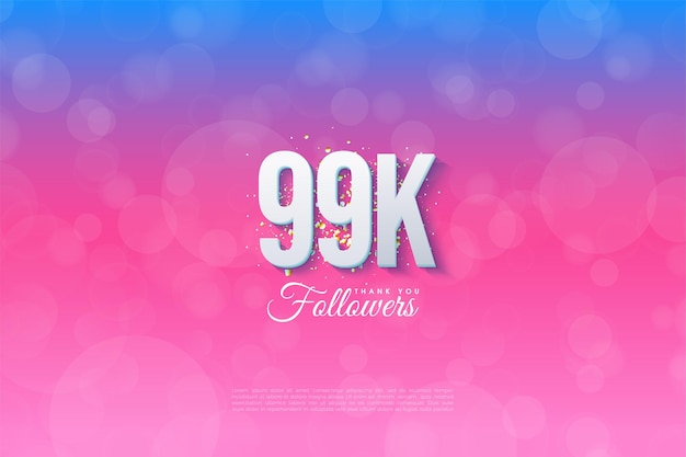 99k followers with graded background illustration