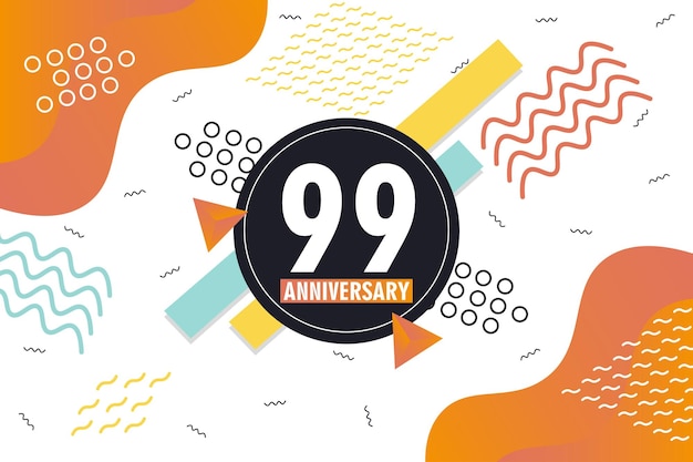 Fondo astratto del 99° anniversario con disegno vettoriale di forme geometriche