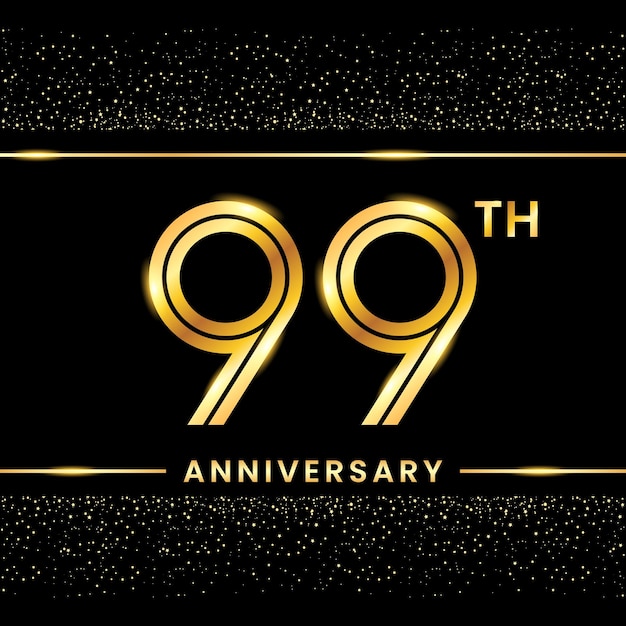 99th Anniversary Gold color template design for birthday event Line Art Design Vector Template