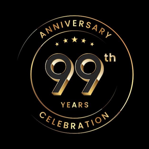 Premium Vector | 99th anniversary logo design golden number with 3d