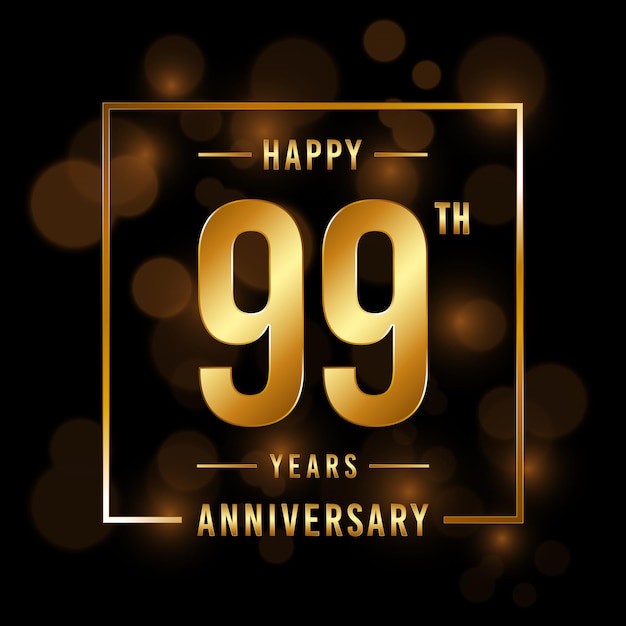 99th Anniversary template design Anniversary template in golden color Vector templates