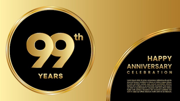 99th anniversary template design with golden numbers and pattern