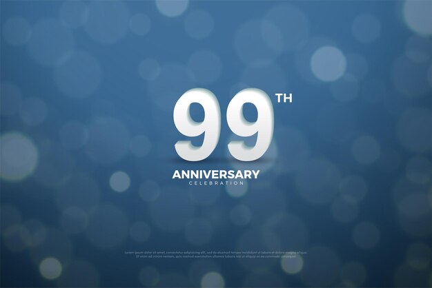 Bokeh 배경 효과에 3D 숫자가 있는 99주년