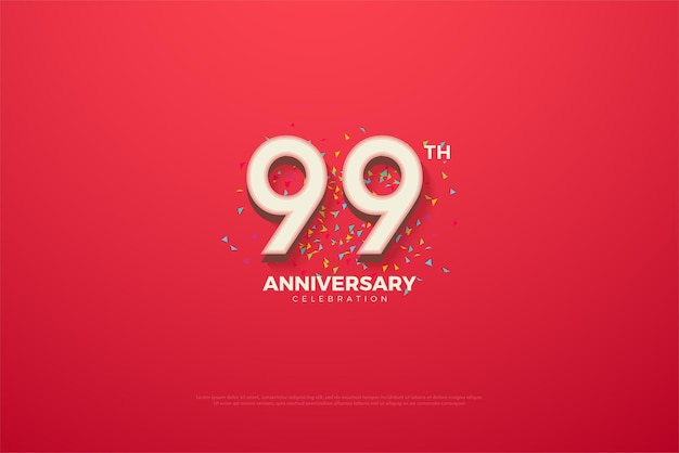 99° anniversario con numeri colorati e scarabocchi