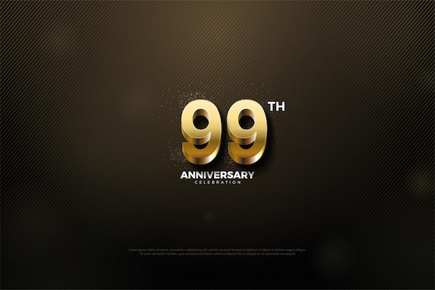 99th anniversary with gold numbers and dots