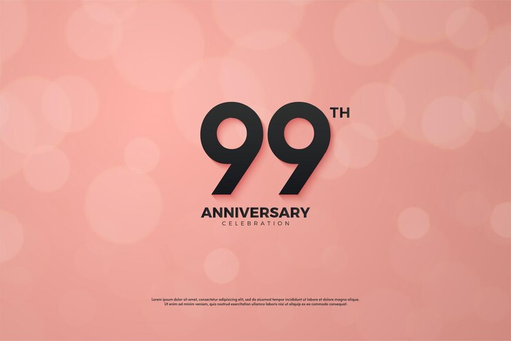 분홍색 보케 배경에 숫자가 있는 99주년