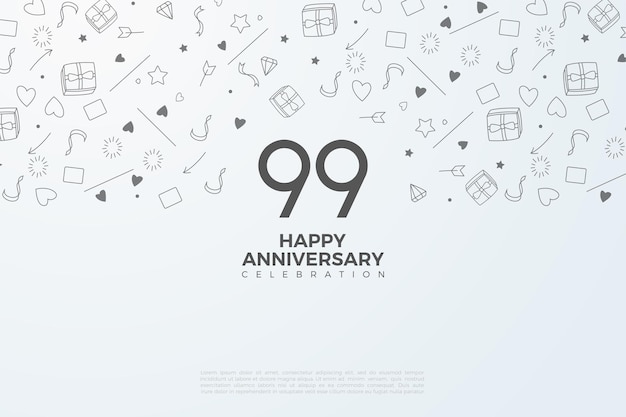 Vector 99th anniversary with thumbnails illustration in the background