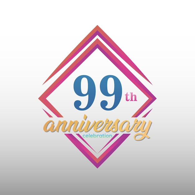 Logotipo di celebrazione del 99° anniversario. insieme del modello di progettazione dell'anniversario. disegno vettoriale.