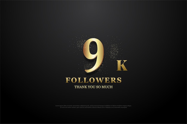 Vector 9k followers with flat design numbers