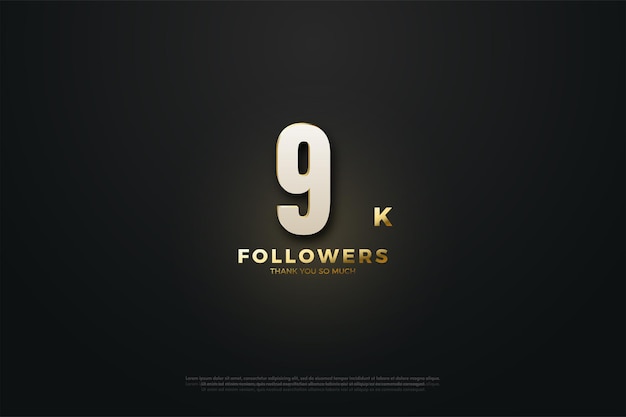 Vector 9k followers with gold speckled numbers