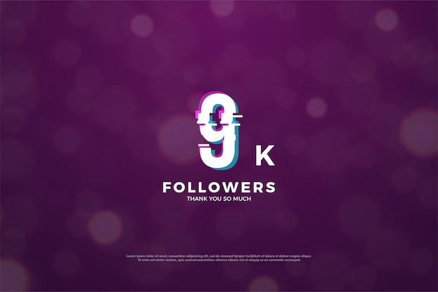 Vector 9k followers with slice in peace effect numbers