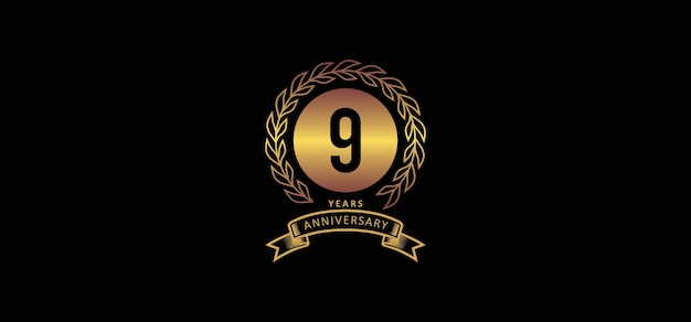 Логотип 9-й годовщины с золотым и черным фоном